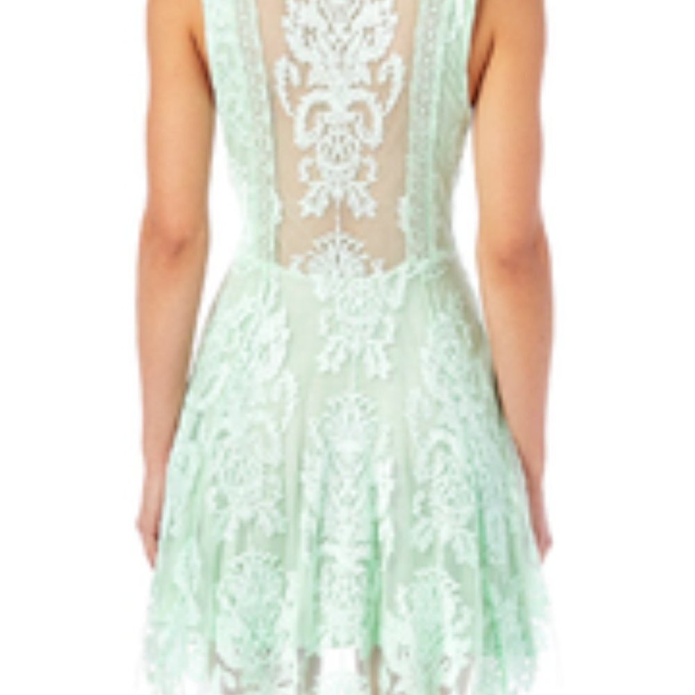 NWT Free People Reign Over Me Sea Green Lace Flirty Dress Women's Size 6 - Picture 2 of 10